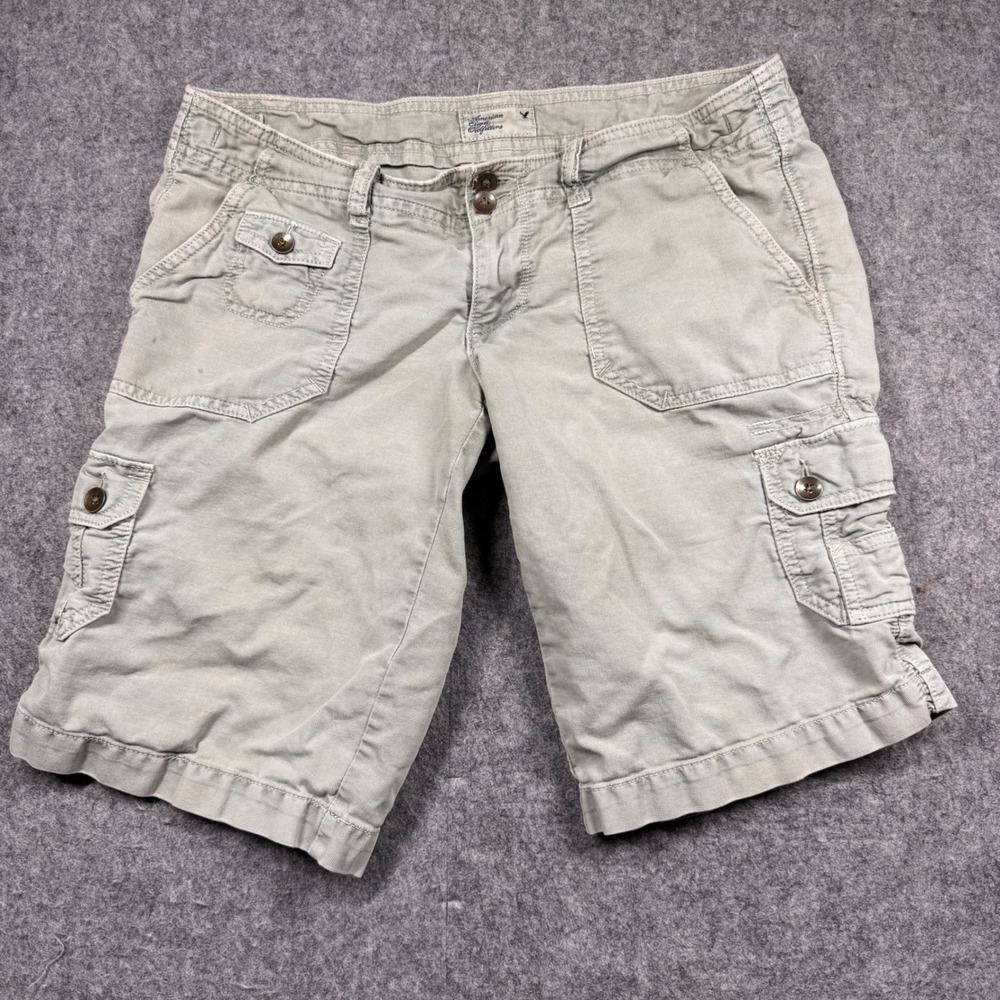 American Eagle Cargo Shorts Womens 2 Green Stretch Cotton‎ Utility 0855-6902-273